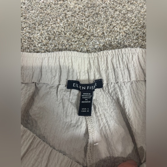 Eileen Fisher Stretch Organic Cotton Crop Pants Wide Leg Large Greige Chalk - Picture 12 of 15